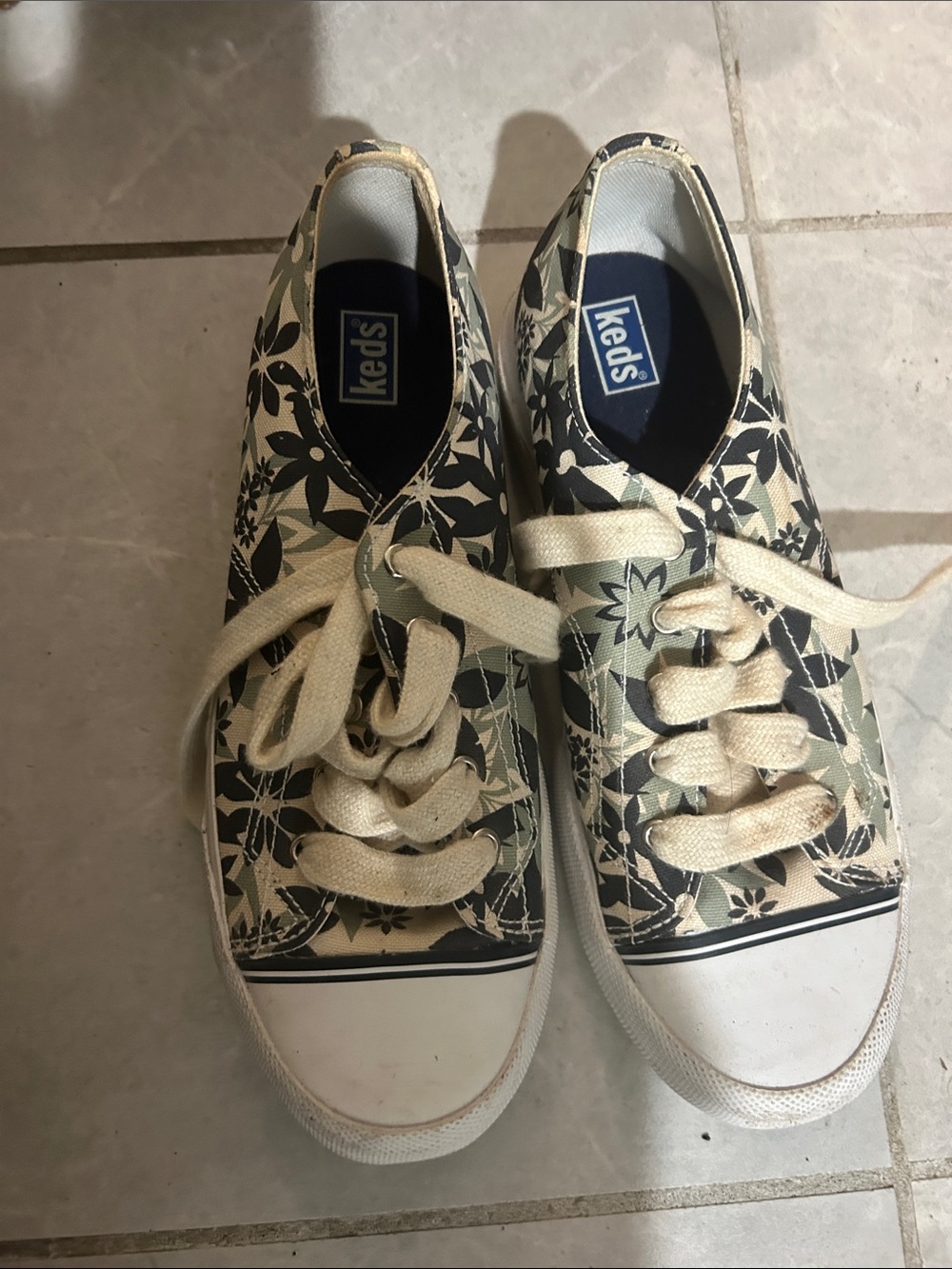 Keds Floral Canvas Sneakers in Black and Cream
